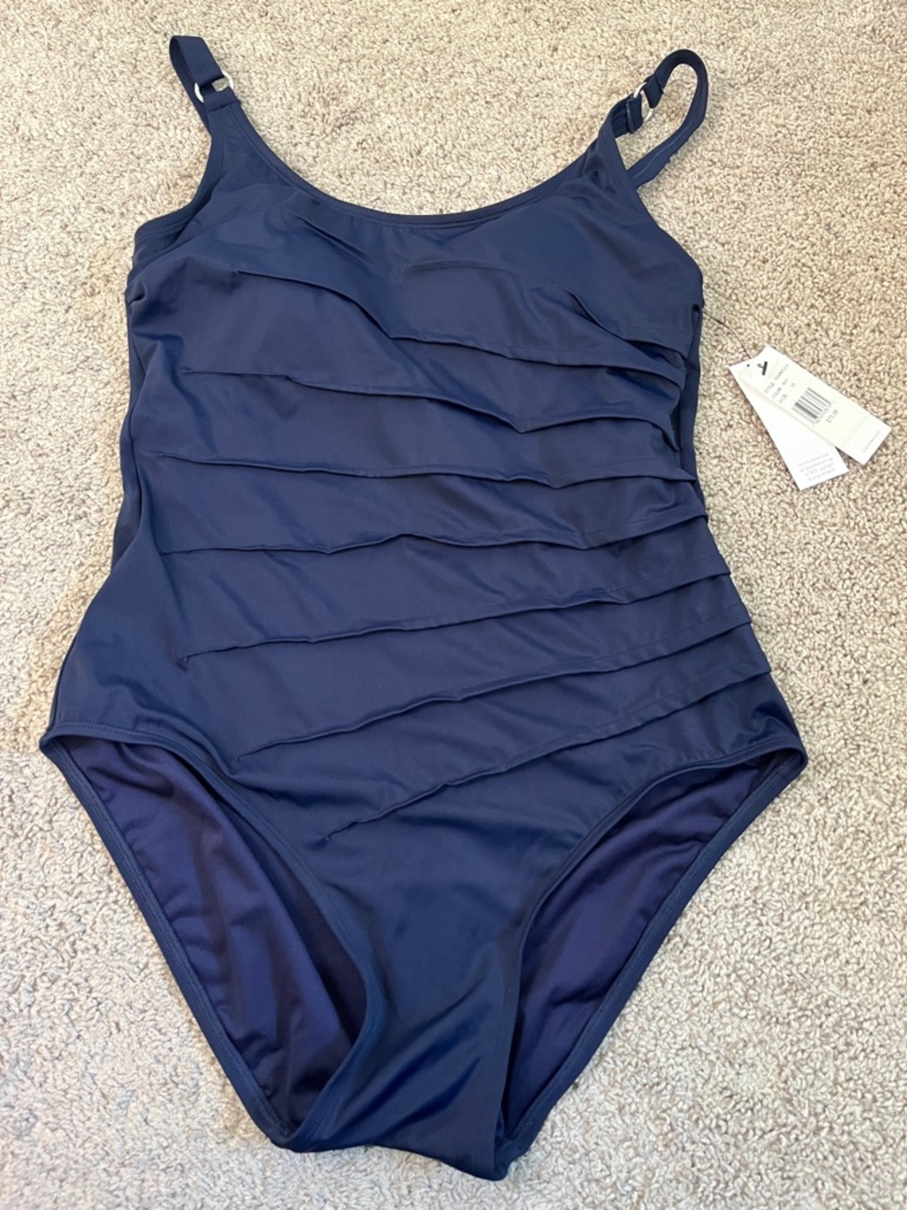Calvin Klein Starburst Navy Blue One-Piece Swimsuit Size 16 NWT SPF 50 Resort